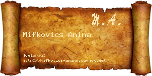 Mifkovics Anina névjegykártya